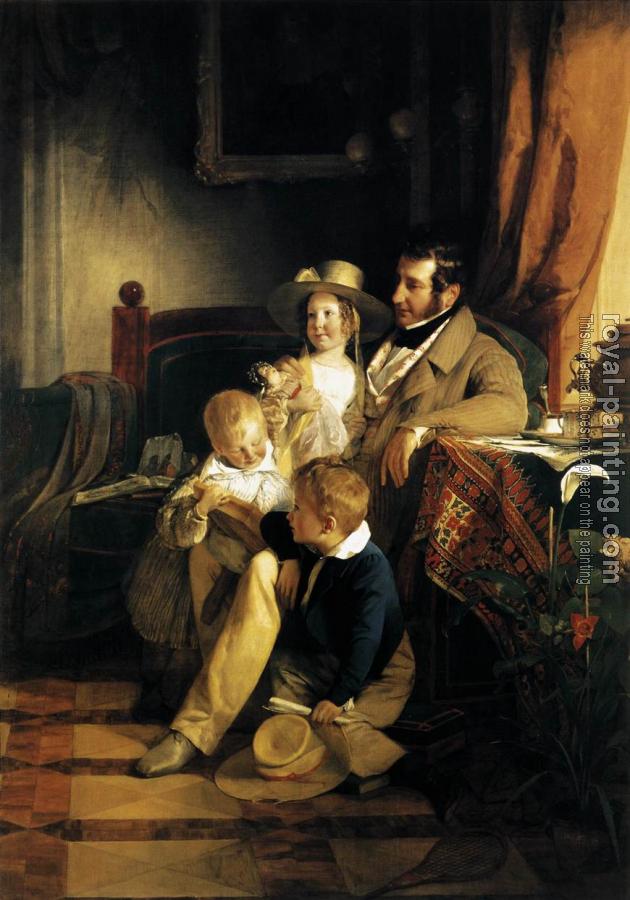 Friedrich Von Amerling : Rudolf von Arthaber with his Children